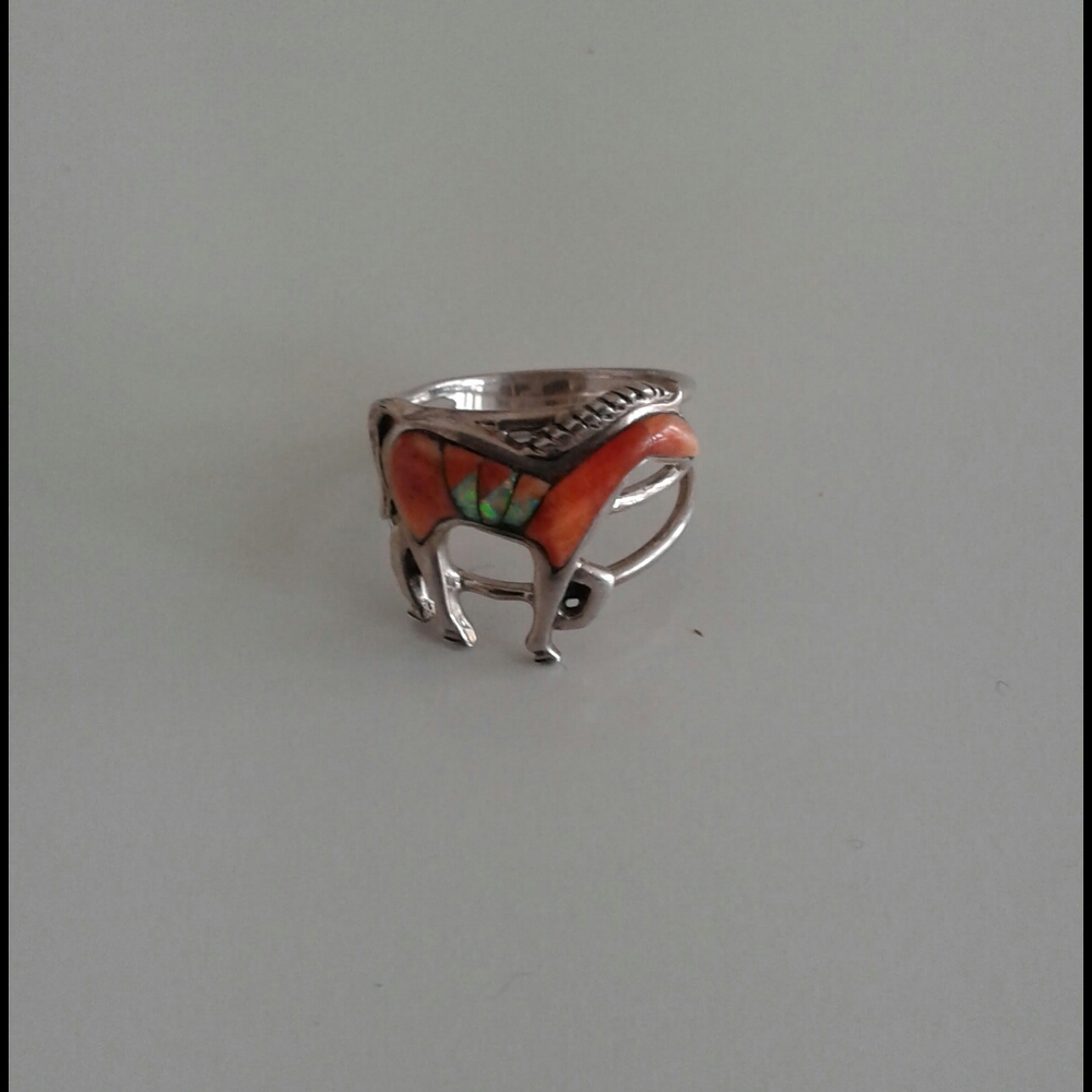 Size 7 and Opal & carnelian harder native 925 Ring